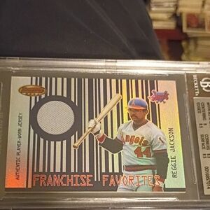 Reggie Jackson 2001 Bowman Best Beckett Graded 8.5 Game Used Jersey Baseball Car